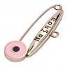 baby safety pin, round eye – να ζηση, made of 18k rose gold vermeil on 925 sterling silver with pink enamel