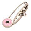 baby safety pin, round eye – baby, made of 18k rose gold vermeil on 925 sterling silver with pink enamel