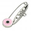 baby safety pin, round eye – baby, made of 18k white gold vermeil on 925 sterling silver with pink enamel