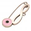 baby safety pin, round eye – infinity, made of 18k rose gold vermeil on 925 sterling silver with pink enamel