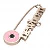 baby safety pin, round eye – newborn, made of 18k rose gold vermeil on 925 sterling silver with pink enamel