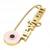 baby safety pin, round eye – newborn, made of 18k gold vermeil on 925 sterling silver with pink enamel