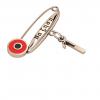 baby safety pin, round eye – να ζηση January 1st, made of 18k rose gold vermeil on 925 sterling silver with red enamel