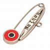 baby safety pin, round eye – να ζηση, made of 18k rose gold vermeil on 925 sterling silver with red enamel