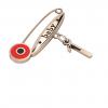 baby safety pin, round eye – baby January 1st, made of 18k rose gold vermeil on 925 sterling silver with red enamel
