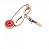 baby safety pin, round eye – infinity January 1st, made of 18k rose gold vermeil on 925 sterling silver with red enamel