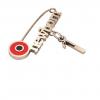 baby safety pin, round eye – newborn January 1st, made of 18k rose gold vermeil on 925 sterling silver with red enamel
