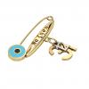 baby safety pin, round eye – να ζηση December 31st, made of 18k gold vermeil on 925 sterling silver with turquoise enamel