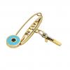 baby safety pin, round eye – να ζηση January 1st, made of 18k gold vermeil on 925 sterling silver with turquoise enamel