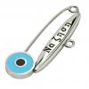 baby safety pin, round eye – να ζηση, made of 18k white gold vermeil on 925 sterling silver with turquoise enamel