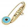 baby safety pin, round eye – να ζηση, made of 18k gold vermeil on 925 sterling silver with turquoise enamel