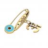 baby safety pin, round eye – baby december 31st, made of 18k gold vermeil on 925 sterling silver with turquoise enamel