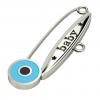 baby safety pin, round eye – baby, made of 18k white gold vermeil on 925 sterling silver with turquoise enamel