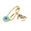 baby safety pin, round eye – infinity December 31st, made of 18k gold vermeil on 925 sterling silver with turquoise enamel