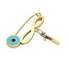 baby safety pin, round eye – infinity January 1st, made of 18k gold vermeil on 925 sterling silver with turquoise enamel
