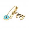baby safety pin, round eye – newborn December 31st, made of 18k gold vermeil on 925 sterling silver with turquoise enamel
