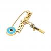 baby safety pin, round eye – newborn January 1st, made of 18k gold vermeil on 925 sterling silver with turquoise enamel