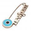 baby safety pin, round eye – newborn, made of 18k rose gold vermeil on 925 sterling silver with turquoise enamel