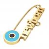 baby safety pin, round eye – newborn, made of 18k gold vermeil on 925 sterling silver with turquoise enamel
