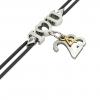 macrame bracelet, I love you – April 23rd, made of 18k white gold vermeil on 925 sterling silver with black cord