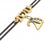 macrame bracelet, I love you – December 20th, made of 18k yellow gold vermeil on 925 sterling silver with black cord