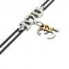 macrame bracelet, I love you – black cord – December 31st, made of 18k white gold vermeil on 925 sterling silver  