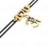 macrame bracelet, I love you – black cord – December 31st, made of 18k yellow gold vermeil on 925 sterling silver  