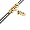 macrame bracelet, I love you – February 11th, made of 18k yellow gold vermeil on 925 sterling silver with black cord
