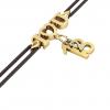 macrame bracelet, I love you – February 18th, made of 18k yellow gold vermeil on 925 sterling silver with black cord