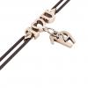 macrame bracelet, I love you – February 19th, made of 18k rose gold vermeil on 925 sterling silver with black cord