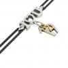 macrame bracelet, I love you – February 19th, made of 18k white gold vermeil on 925 sterling silver with black cord