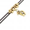 macrame bracelet, I love you – February 19th, made of 18k yellow gold vermeil on 925 sterling silver with black cord