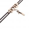 macrame bracelet, I love you – black cord – January 1st, made of 18k rose gold vermeil on 925 sterling silver