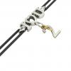 macrame bracelet, I love you – January 2nd, made of 18k white gold vermeil on 925 sterling silver with black cord
