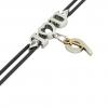 macrame bracelet, I love you – January 9th, made of 18k white gold vermeil on 925 sterling silver with black cord