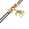 macrame bracelet, I love you – July 28th, made of 18k yellow gold vermeil on 925 sterling silver with black cord