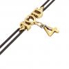 macrame bracelet, I love you – July 4th, made of 18k yellow gold vermeil on 925 sterling silver with black cord