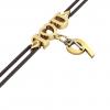 macrame bracelet, I love you – July 9th, made of 18k yellow gold vermeil on 925 sterling silver with black cord