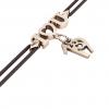macrame bracelet, I love you – March 19th, made of 18k rose gold vermeil on 925 sterling silver with black cord