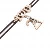 macrame bracelet, I love you – March 21st, made of 18k rose gold vermeil on 925 sterling silver with black cord