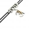 macrame bracelet, I love you – March 31st, made of 18k white gold vermeil on 925 sterling silver with black cord