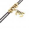 macrame bracelet, I love you – March 31st, made of 18k yellow gold vermeil on 925 sterling silver with black cord