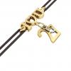macrame bracelet, I love you – May 27th, made of 18k yellow gold vermeil on 925 sterling silver with black cord