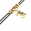 macrame bracelet, I love you – May 31st, made of 18k yellow gold vermeil on 925 sterling silver with black cord