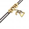 macrame bracelet, I love you – October 21st, made of 18k yellow gold vermeil on 925 sterling silver with black cord