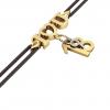 macrame bracelet, I love you – September 18th, made of 18k yellow gold vermeil on 925 sterling silver with black cord