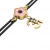 Daisy Evil Eye Macrame Charm Bracelet – December 31st, made of 925 sterling silver / 18k gold finish with black and pink enamel – black cord
