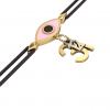 Navette Evil Eye Macrame Charm Bracelet – December 31st, made of 925 sterling silver / 18k gold finish with black and pink enamel – black cord