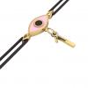 Navette Evil Eye Macrame Charm Bracelet – January 1st, made of 925 sterling silver / 18k gold finish with black and pink enamel – black cord