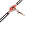 Navette Evil Eye Macrame Charm Bracelet – January 1st, made of 925 sterling silver / 18k rose gold finish with black and red enamel – black cord